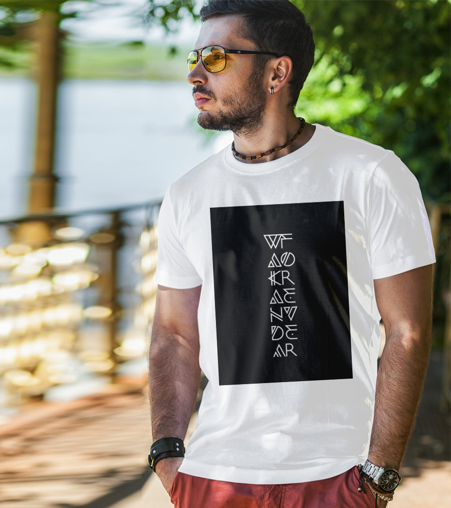 Wakanda Forever Vertical Tribal Text T-Shirt