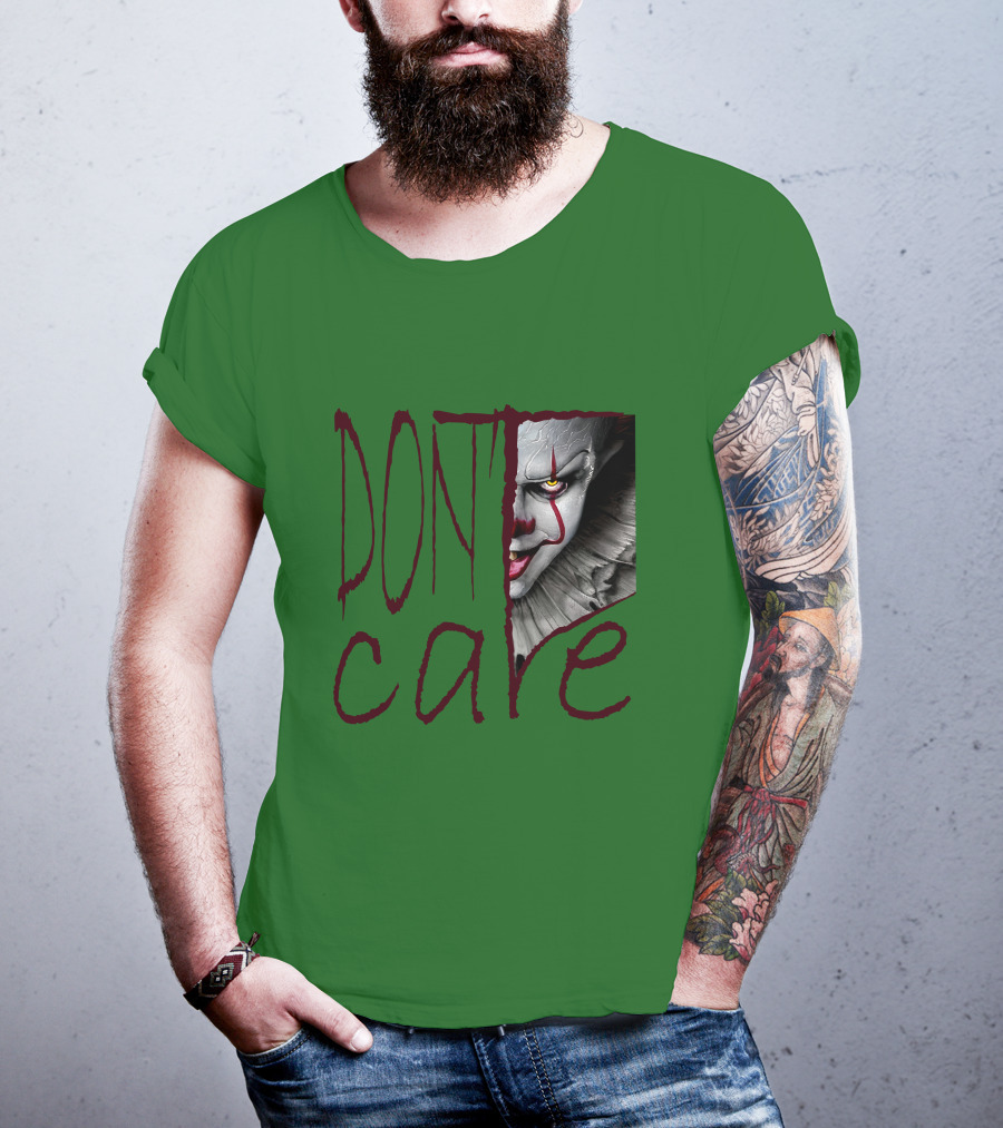 DON'T CARE Pennywise Face Clown Horror T-Shirt