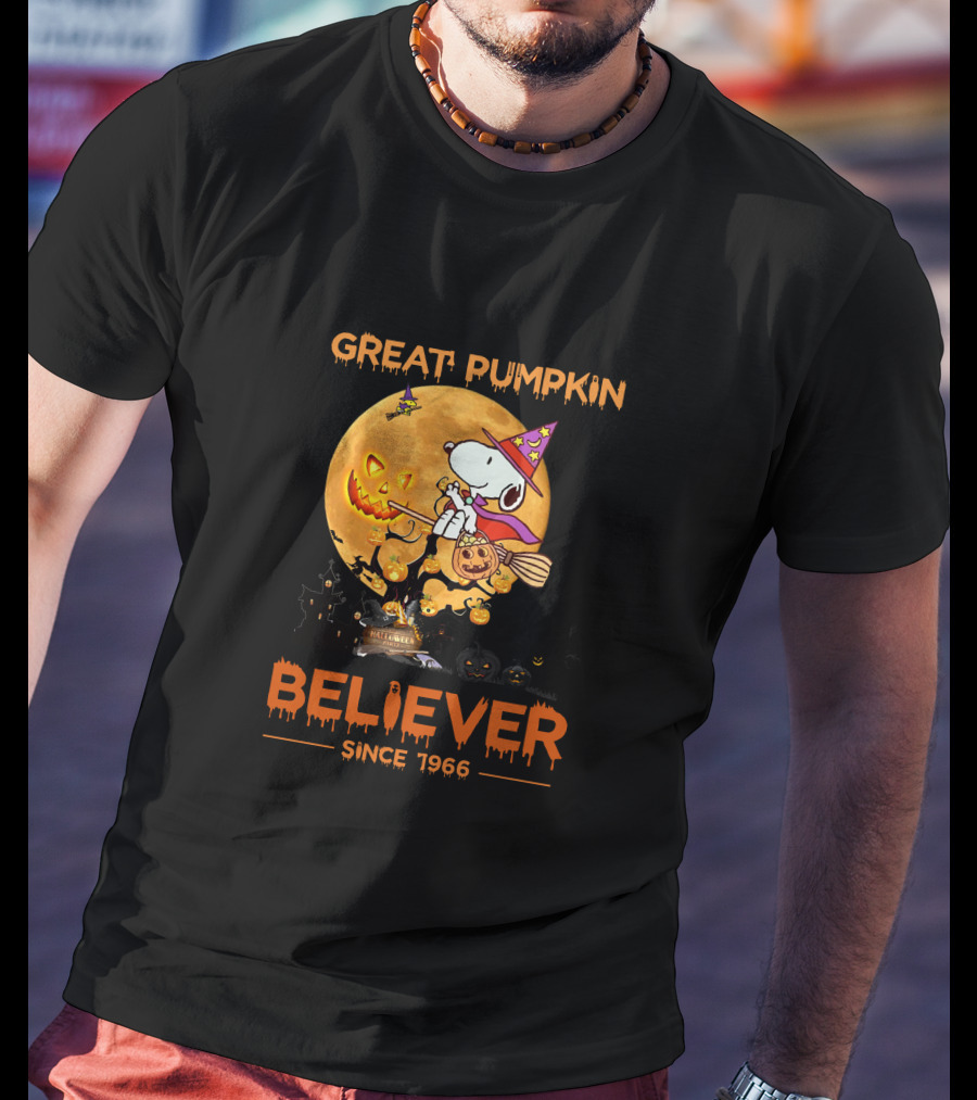 Great Pumpkin Believer Since 1966 Snoopy Halloween Moon T-Shirt
