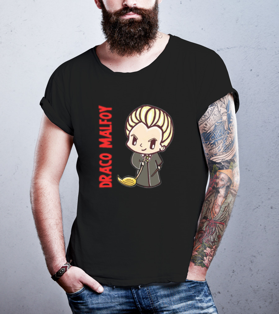 Draco Malfoy Chibi Character With Broom T-Shirt