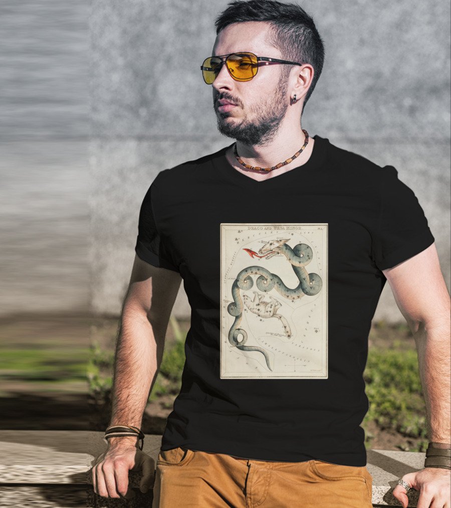 Draco And Ursa Minor Celestial Map T-Shirt