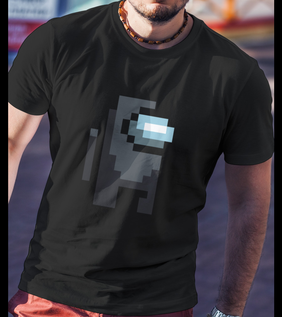 Among Us Crewmate Pixel Art Black Character T-Shirt
