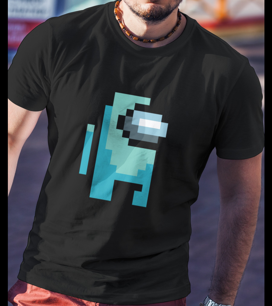 Among Us Cyan Crewmate Pixel T-Shirt