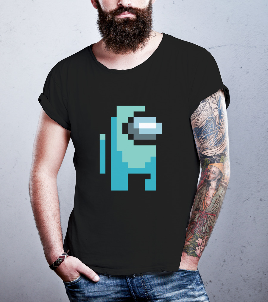 Among Us Cyan Crewmate Pixel T-Shirt