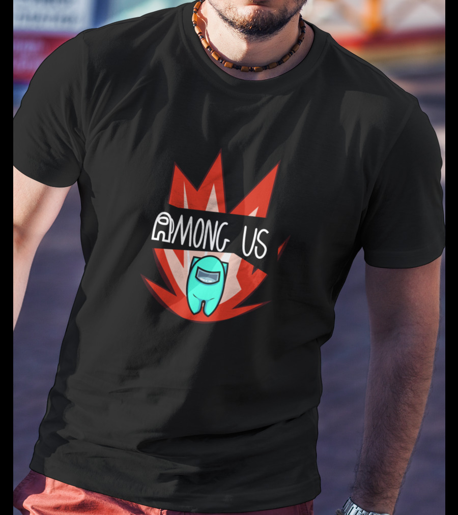AMONG US Cyanmc4qd Crewmate With Fiery Background T-Shirt