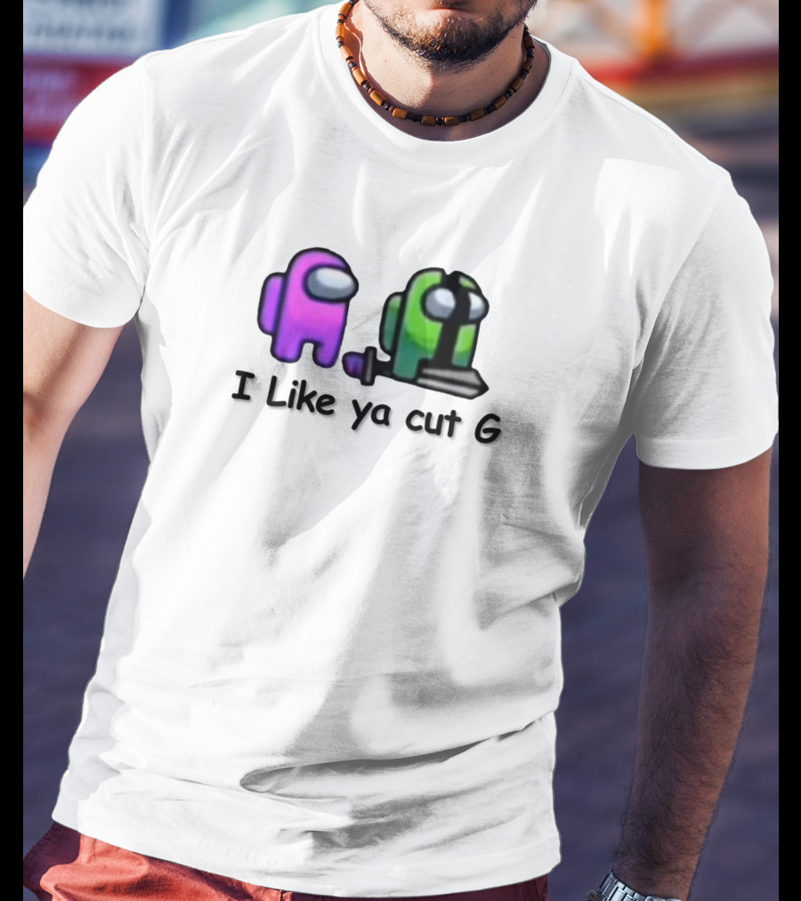 Among Us I Like Ya Cut G Purple And Green Characters With Sword T-Shirt