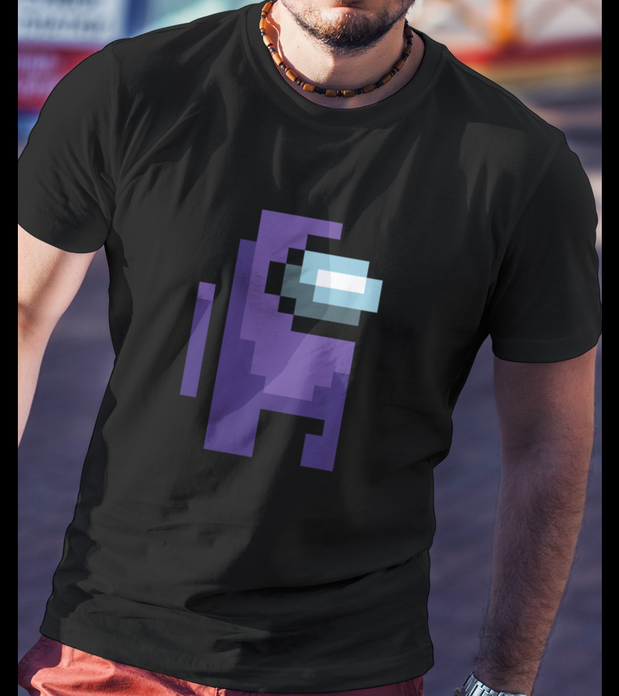 Among Us Purple Character Pixel T-Shirt