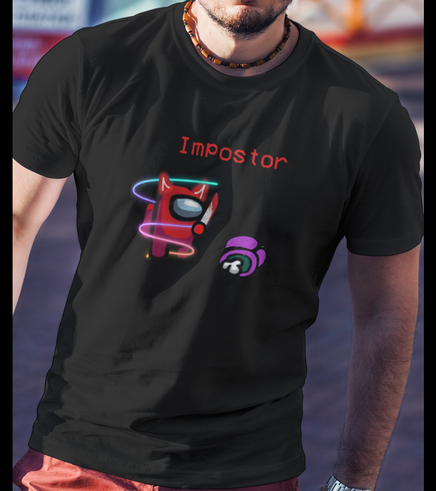 Among Us Impostor Red Crewmate With Knife And Purple Crewmate Defeated T-Shirt
