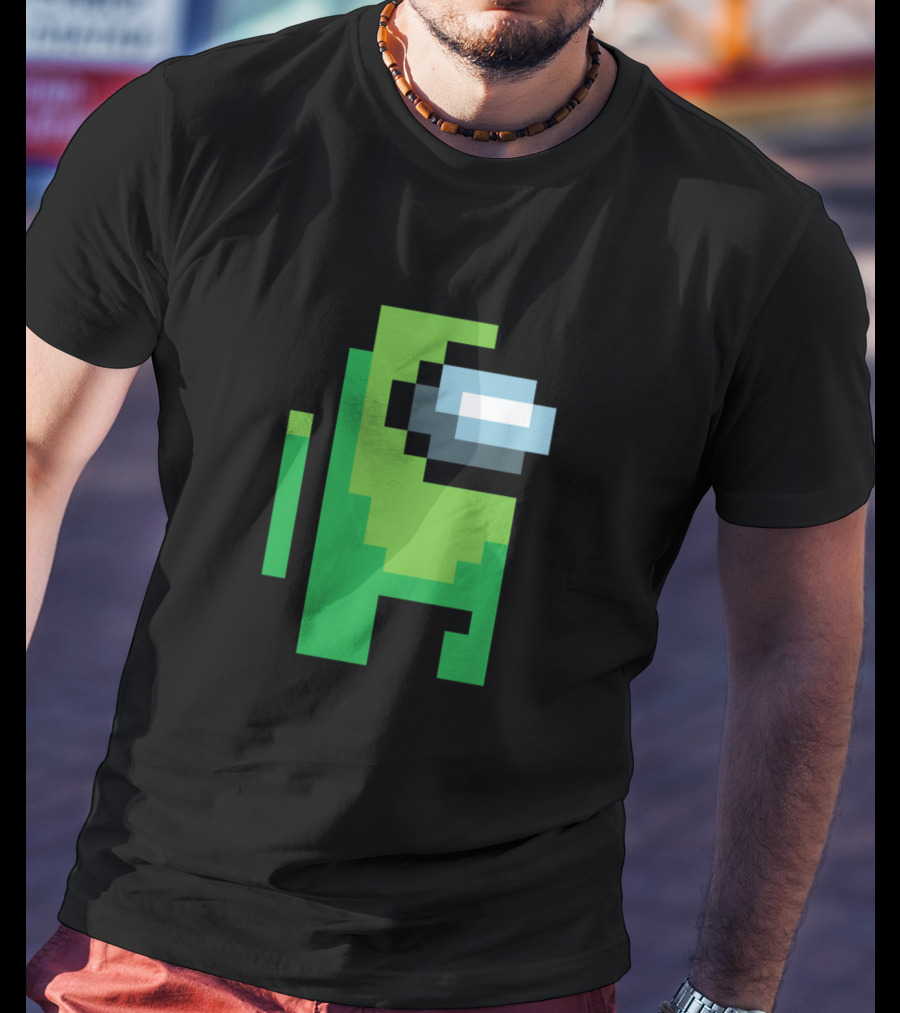 Among Us Lime Crewmate Character Pixel T-Shirt