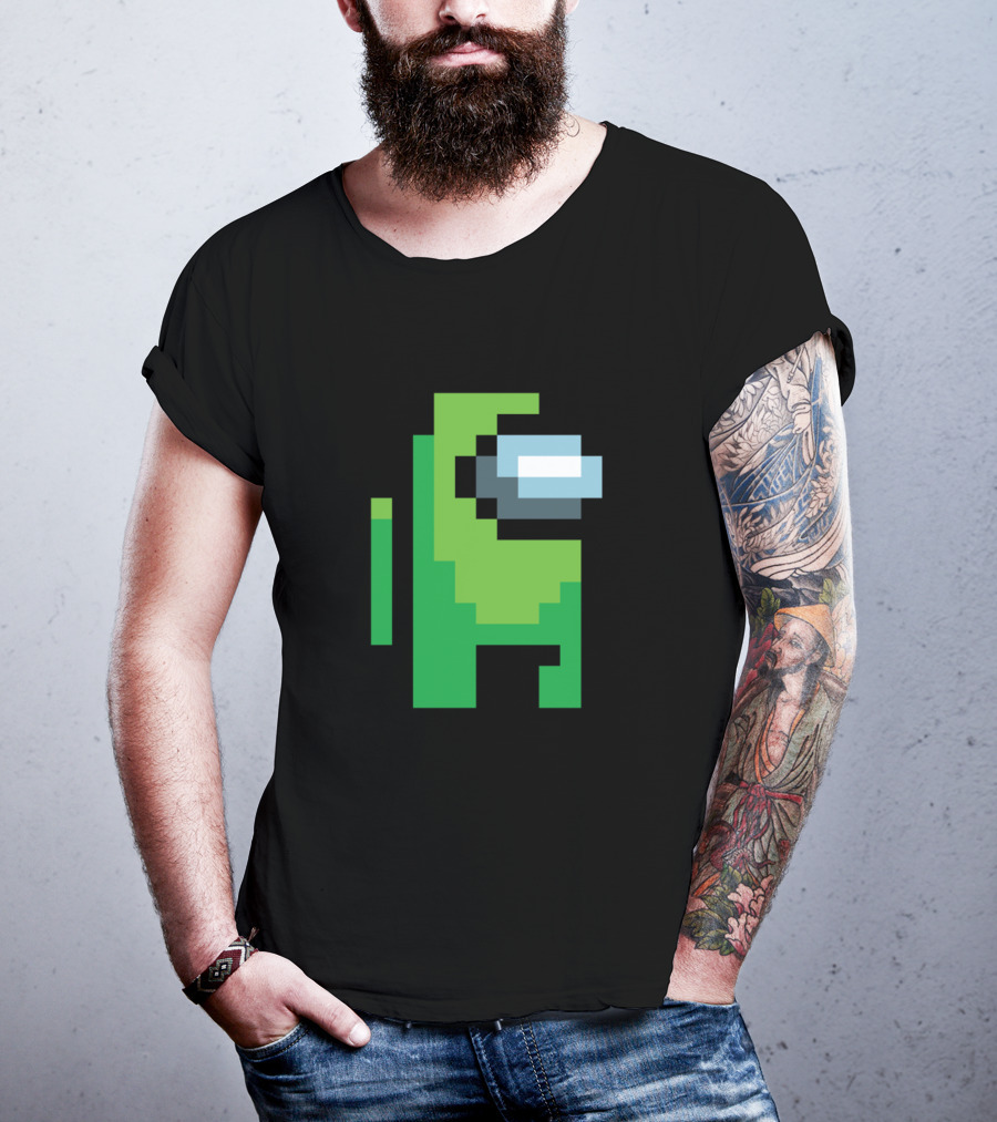 Among Us Lime Crewmate Character Pixel T-Shirt