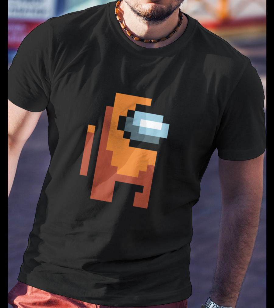 Among Us Orange Crewmate Pixel T-Shirt