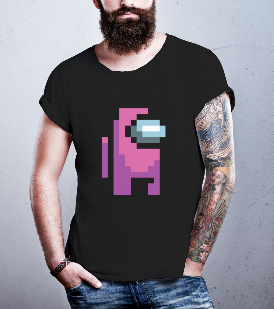Among Us Pink Crewmate Character Pixel T-Shirt