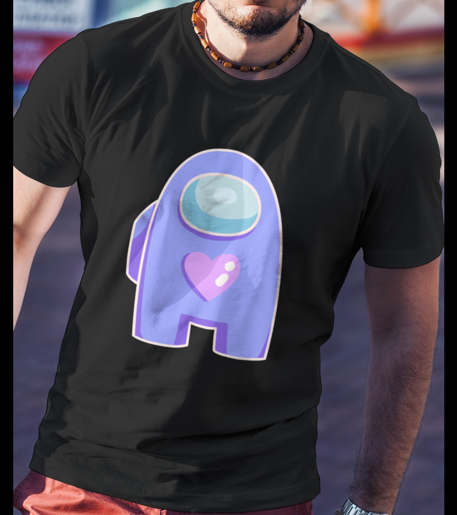 Blue Violet Among Us Crewmate Heart T-Shirt