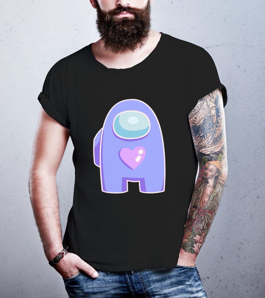 Blue Violet Among Us Crewmate Heart T-Shirt