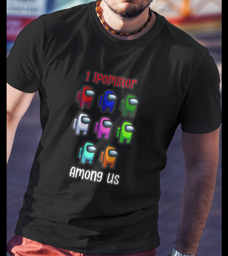 1 Impostor Among Us With Six Crewmates In Different Colors T-Shirt