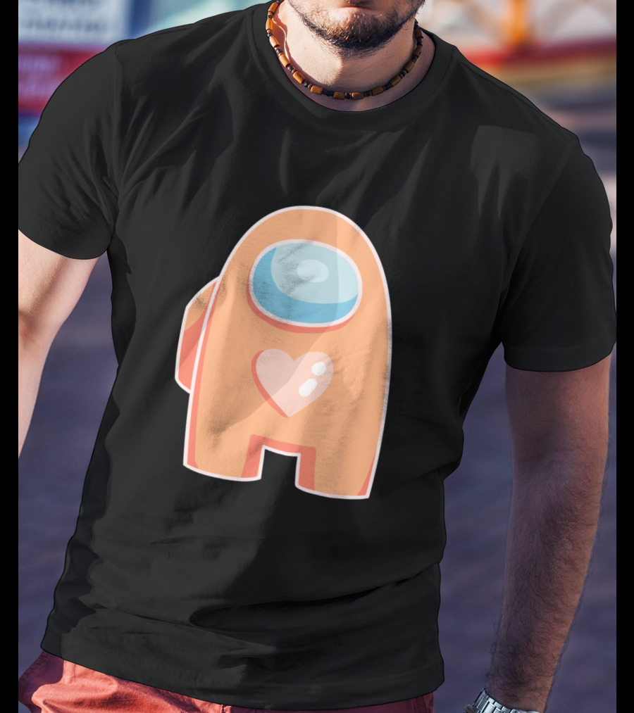 Orange Among Us Crewmate With Heart T-Shirt