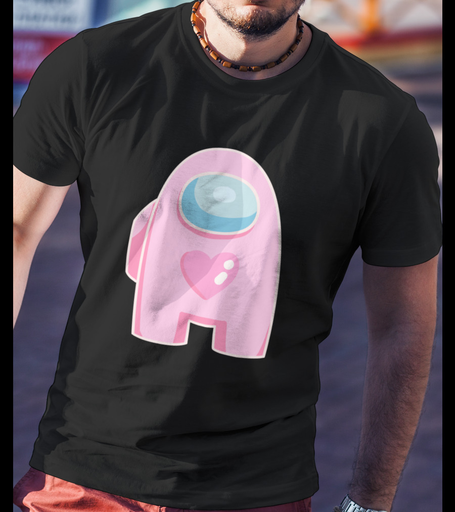 Pink Heart Among Us Crewmate Character T-Shirt