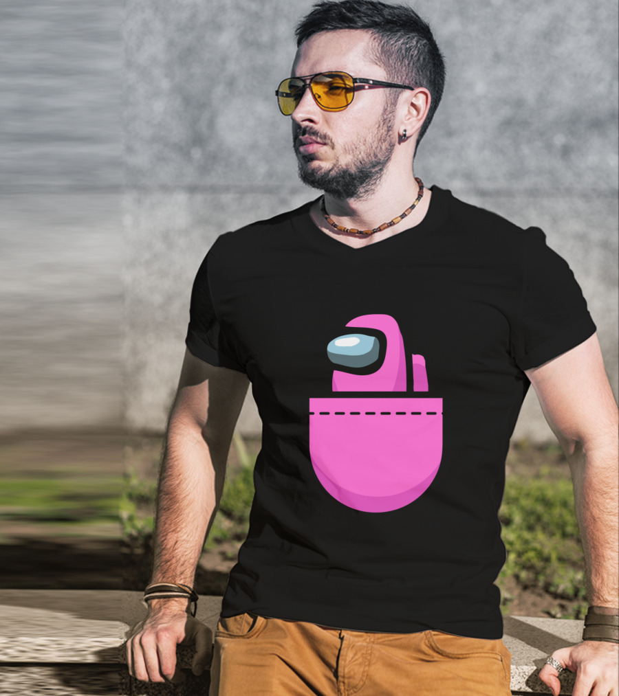 Among Us Pink Crewmate Pocket T-Shirt