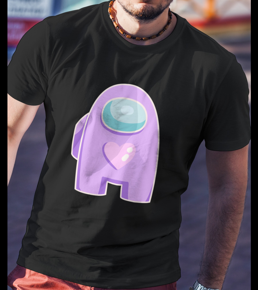 Purple Among Us Crewmate With Heart T-Shirt
