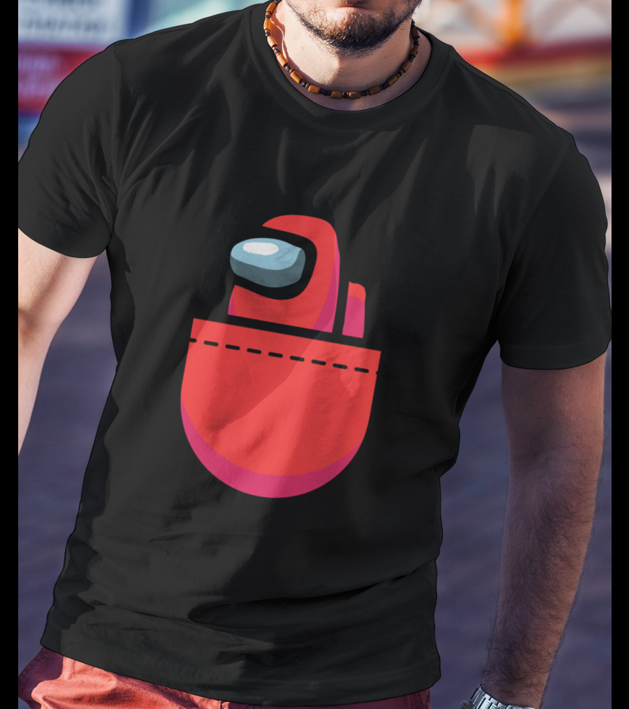 Red Crewmate Pocket Among Us Crewmate T-Shirt