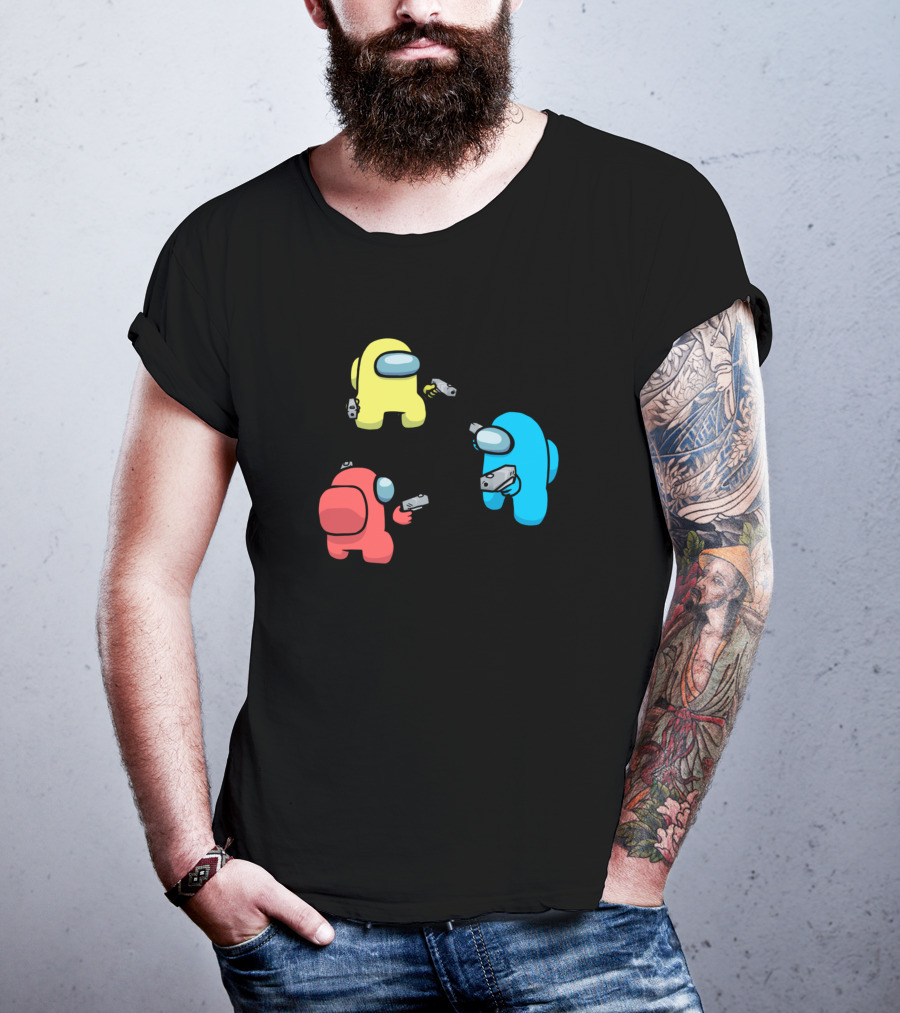 Among Us Parody You Can't Trust Anyone Crewmates Mexican Standoff T-Shirt