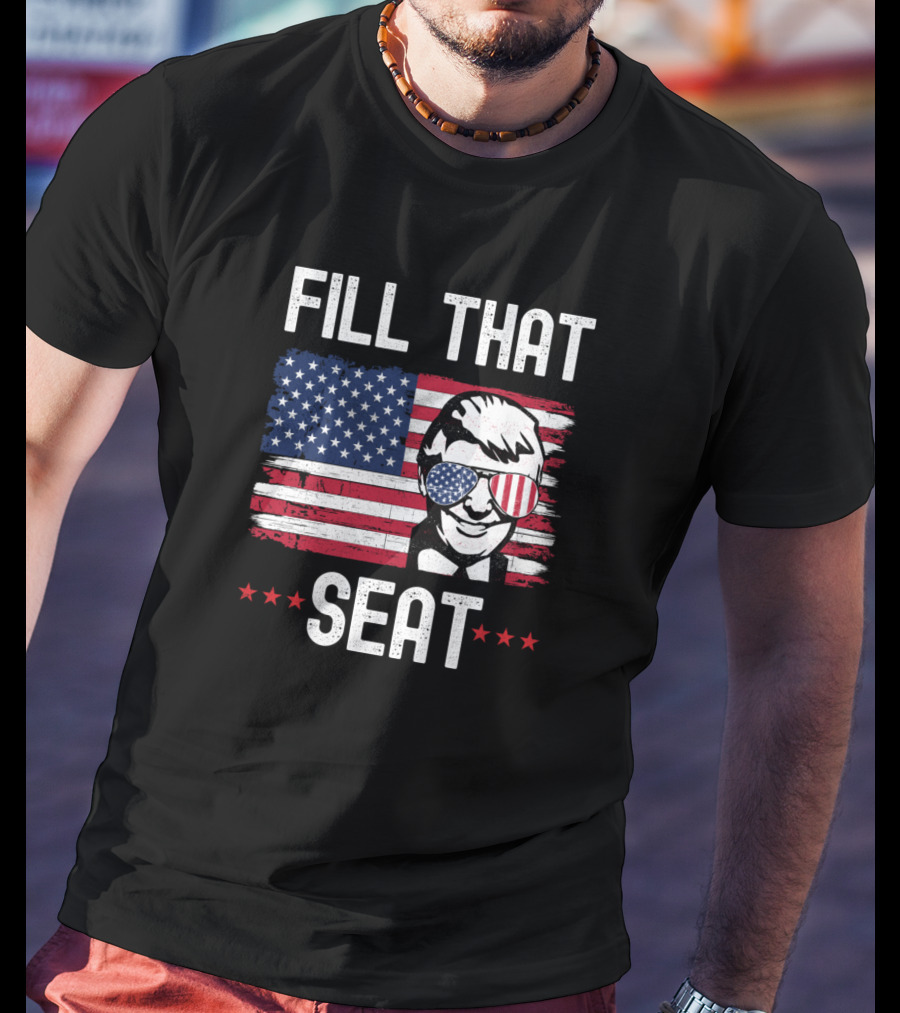 Fill That Seat Patriotic Flag Glasses Face T-Shirt