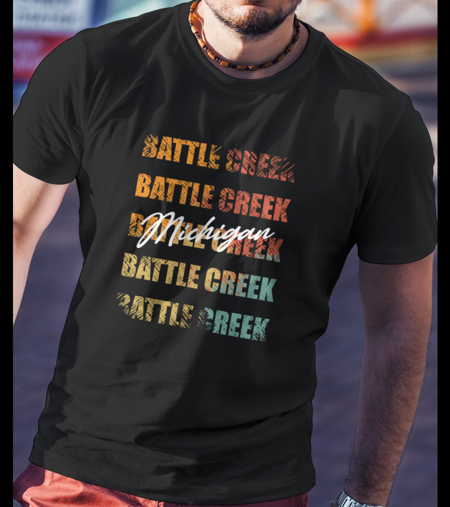 Battle Creek Michigan Retro Vintage Text T-Shirt