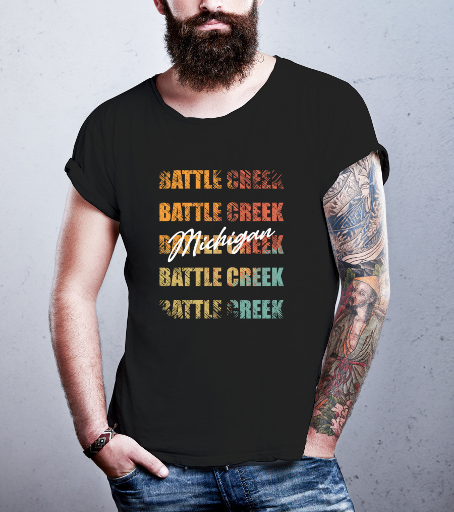 Battle Creek Michigan Retro Vintage Text T-Shirt