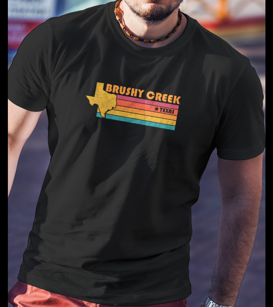 Brushy Creek Texas Vintage Stripes And Star Map T-Shirt