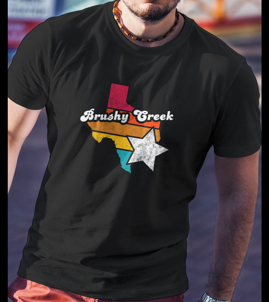 Brushy Creek Texas Retro Texas Map With Star T-Shirt