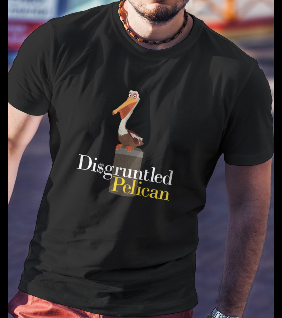 Di$Gruntled Pelican Perched Wooden Post T-Shirt