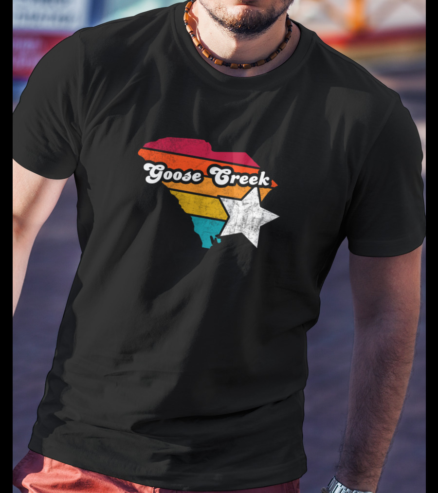 Goose Creek South Carolina State Map Retro Stripes Star T-Shirt