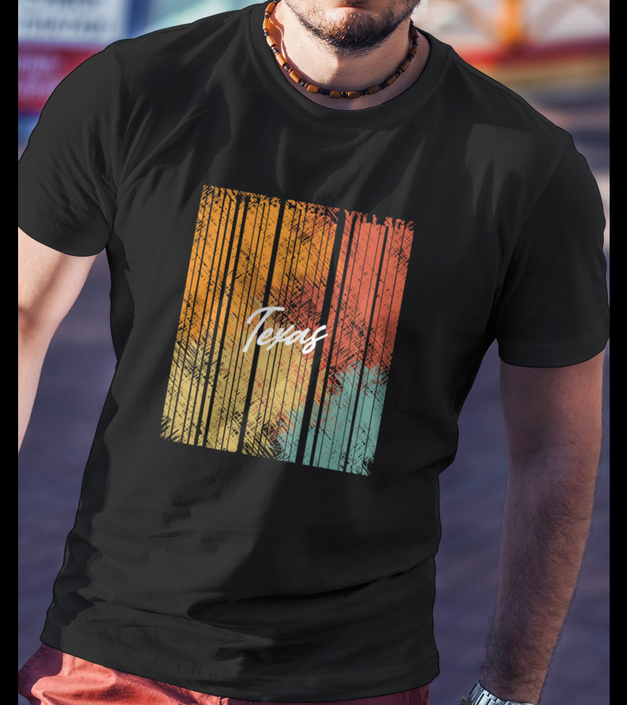 Hunters Creek Village Texas Vintage Retro Style Stripes T-Shirt