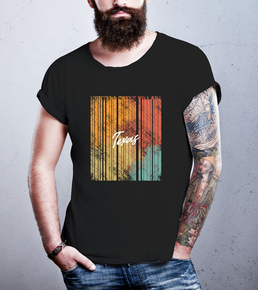 Hunters Creek Village Texas Vintage Retro Style Stripes T-Shirt