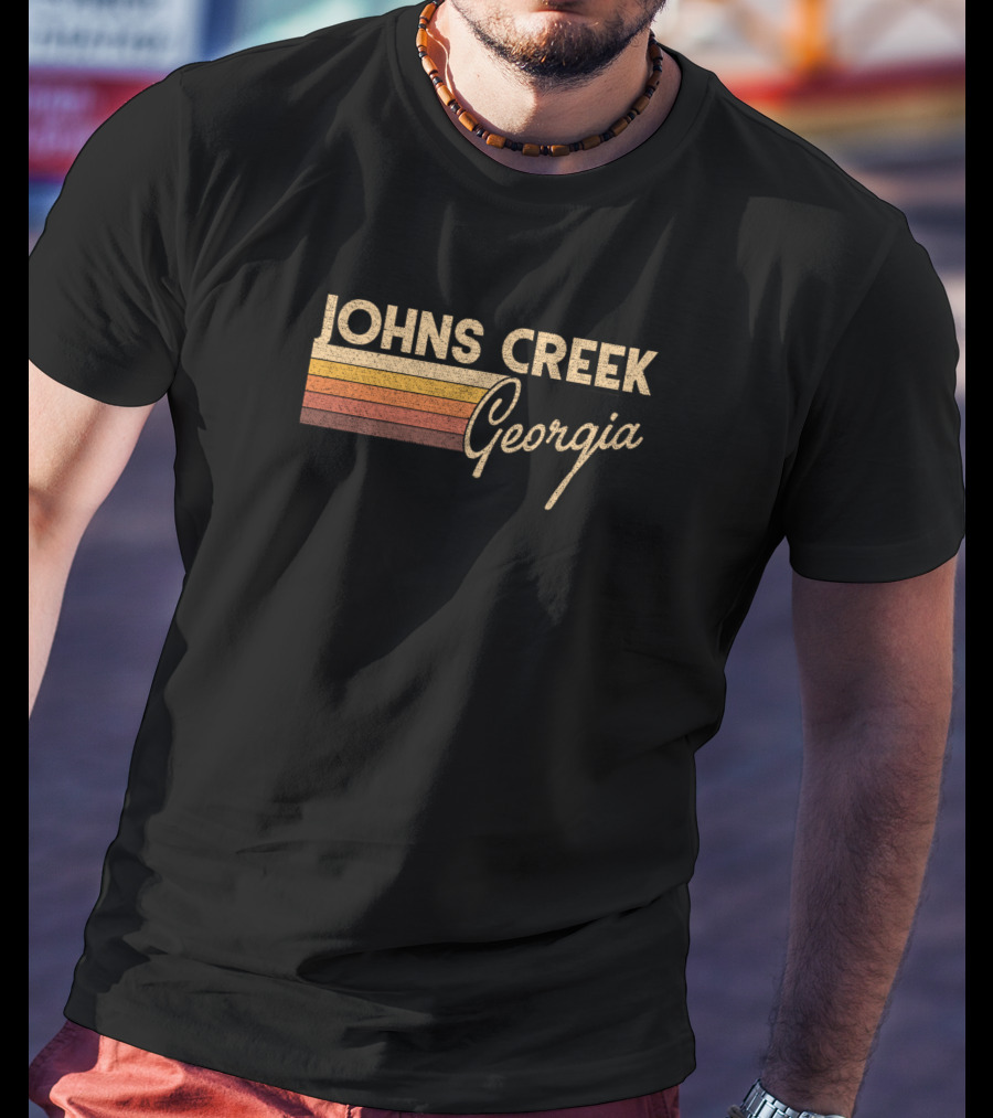 Johns Creek Georgia Vintage Retro Stripe T-Shirt