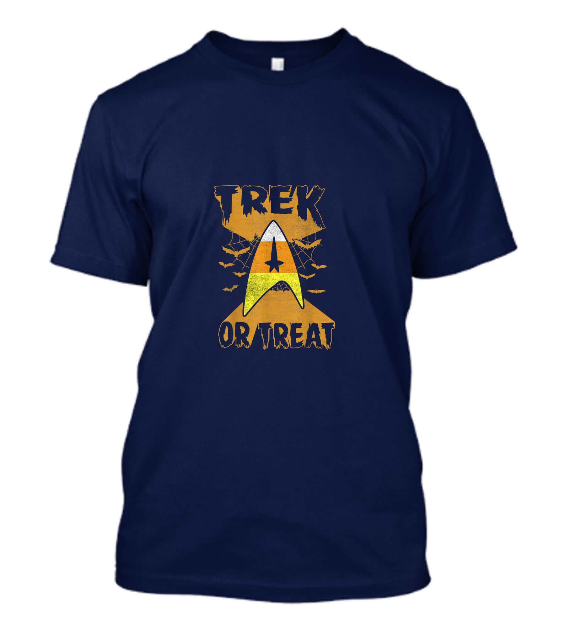 Star Trek Trek Or Treat Candy Corn Symbol With Bats And Webs T-Shirt