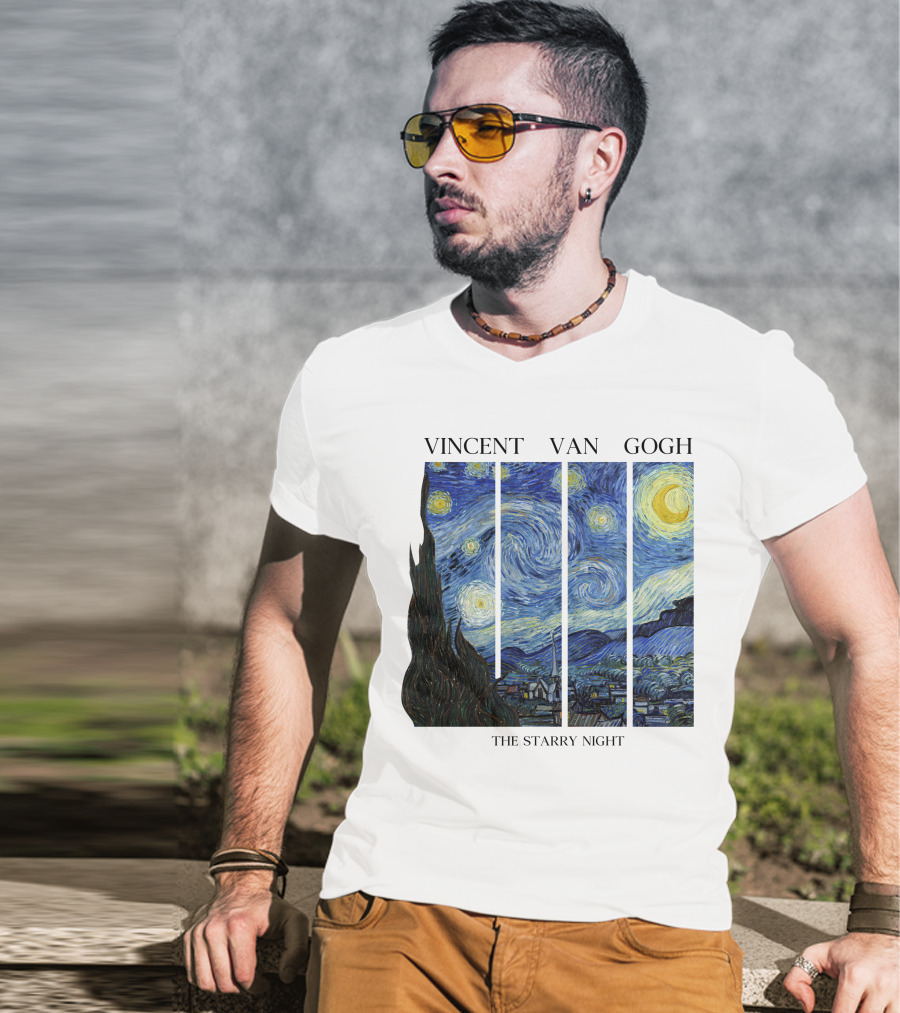Vincent Van Gogh The Starry Night Quadrant Series T-Shirt