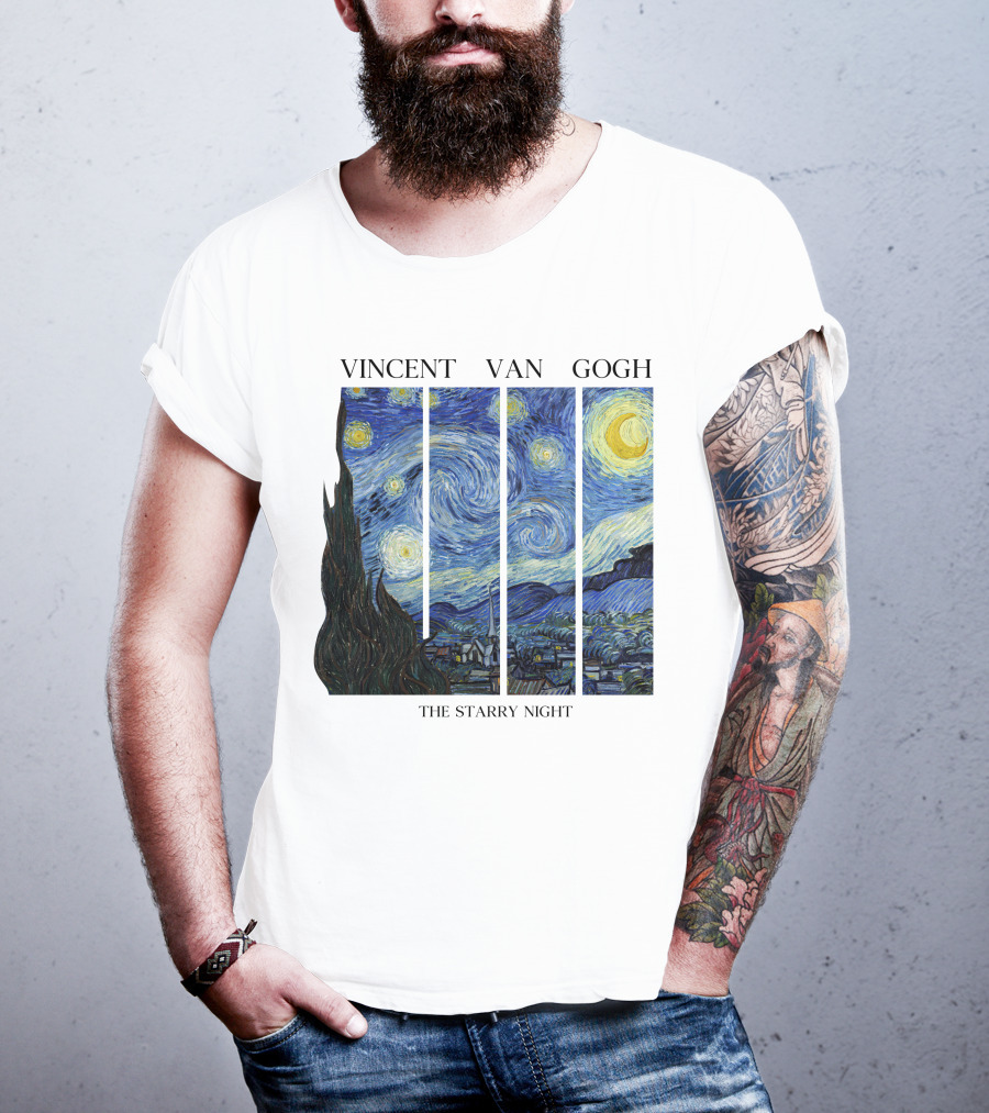 Vincent Van Gogh The Starry Night Quadrant Series T-Shirt