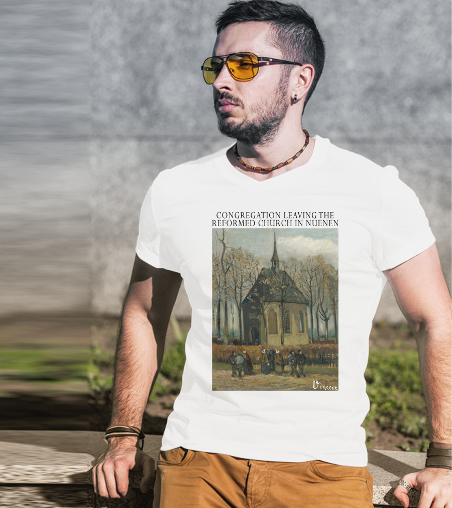 Congregation Leaving The Reformed Church In Nuenen Vincent Van Gogh Painting T-Shirt