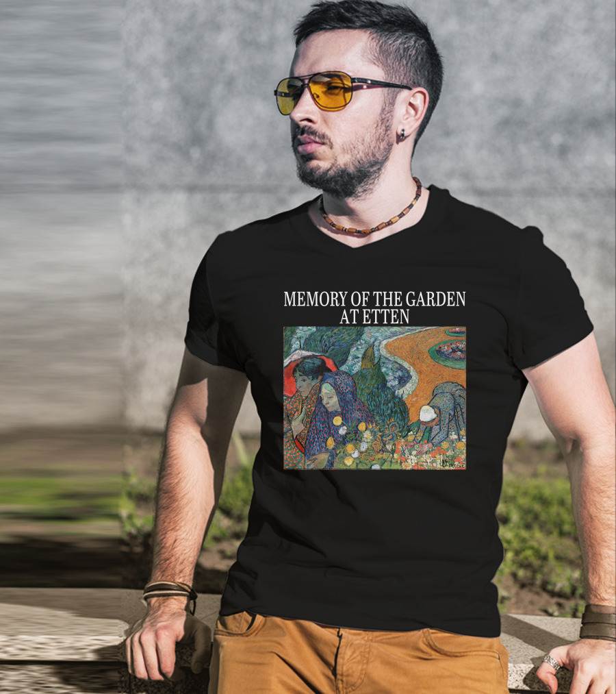 Memory Of The Garden At Etten Vincent Van Gogh Patterned Floral Scene T-Shirt