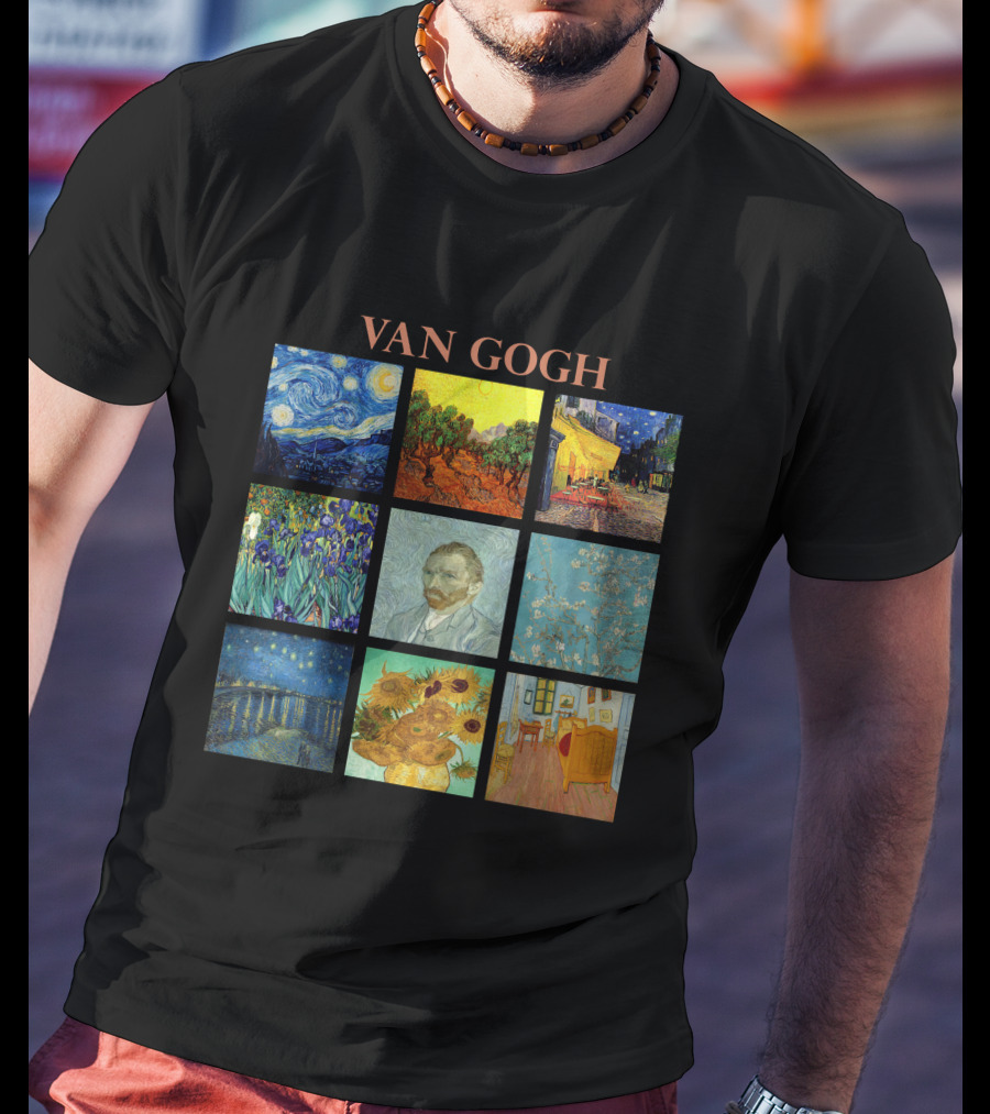 Van Gogh Starry Night Sunflowers Irises Café Terrace Almond Blossoms Portrait Bedroom T-Shirt