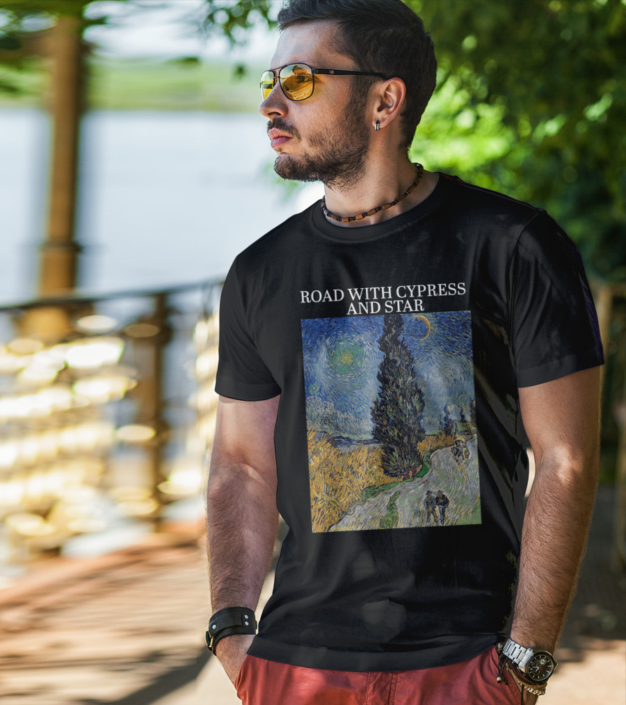 Vincent Van Gogh Road With Cypress And Star T-Shirt