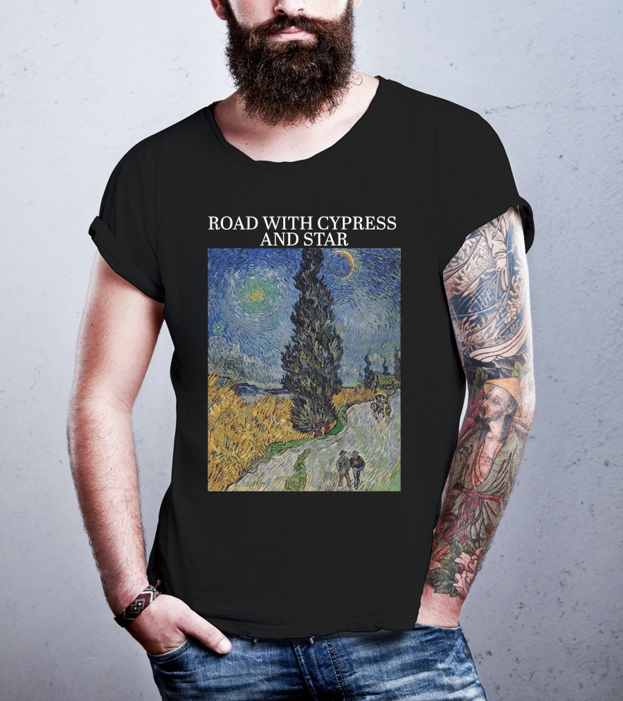 Vincent Van Gogh Road With Cypress And Star T-Shirt