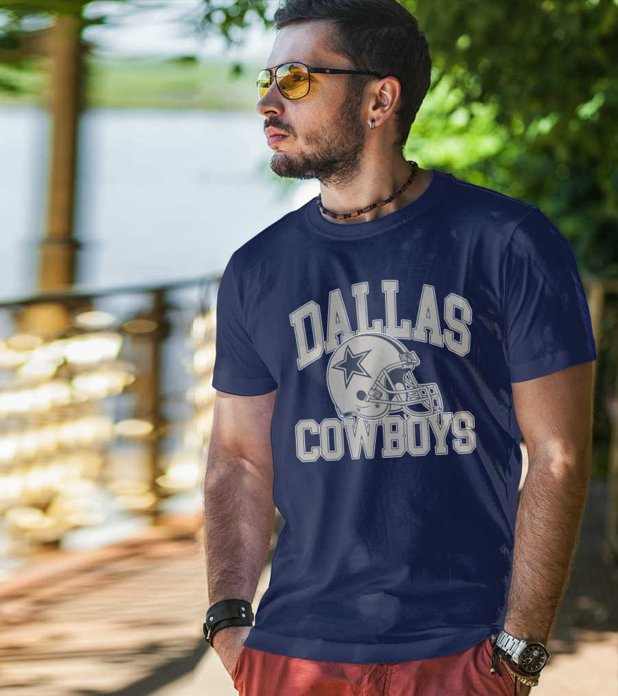 Dallas Cowboys Star Helmet Iconic Team Name T-Shirt