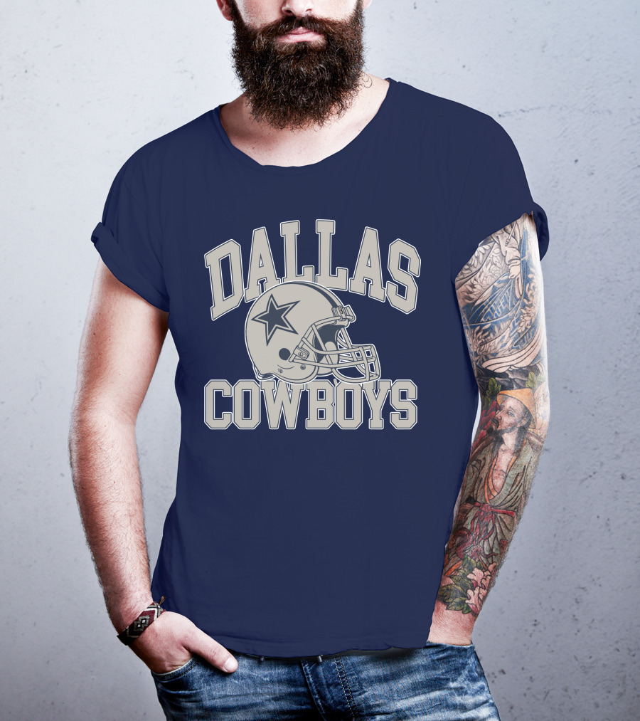 Dallas Cowboys Star Helmet Iconic Team Name T-Shirt