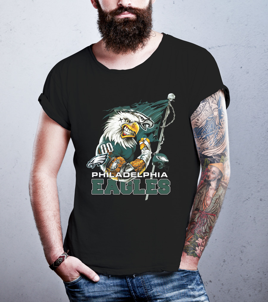 Philadelphia Eagles Fierce Mascot Holding Flag T-Shirt