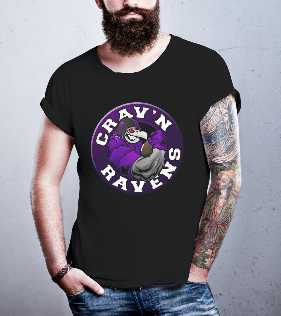 Crav'n Ravens Baltimore Football Mascot Power Pose T-Shirt