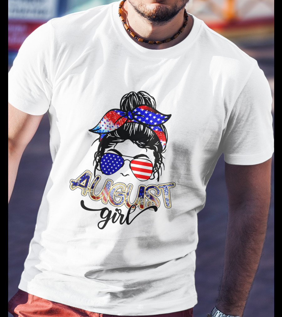 August Girl Retro American Flag Bandana Sunglasses T-Shirt