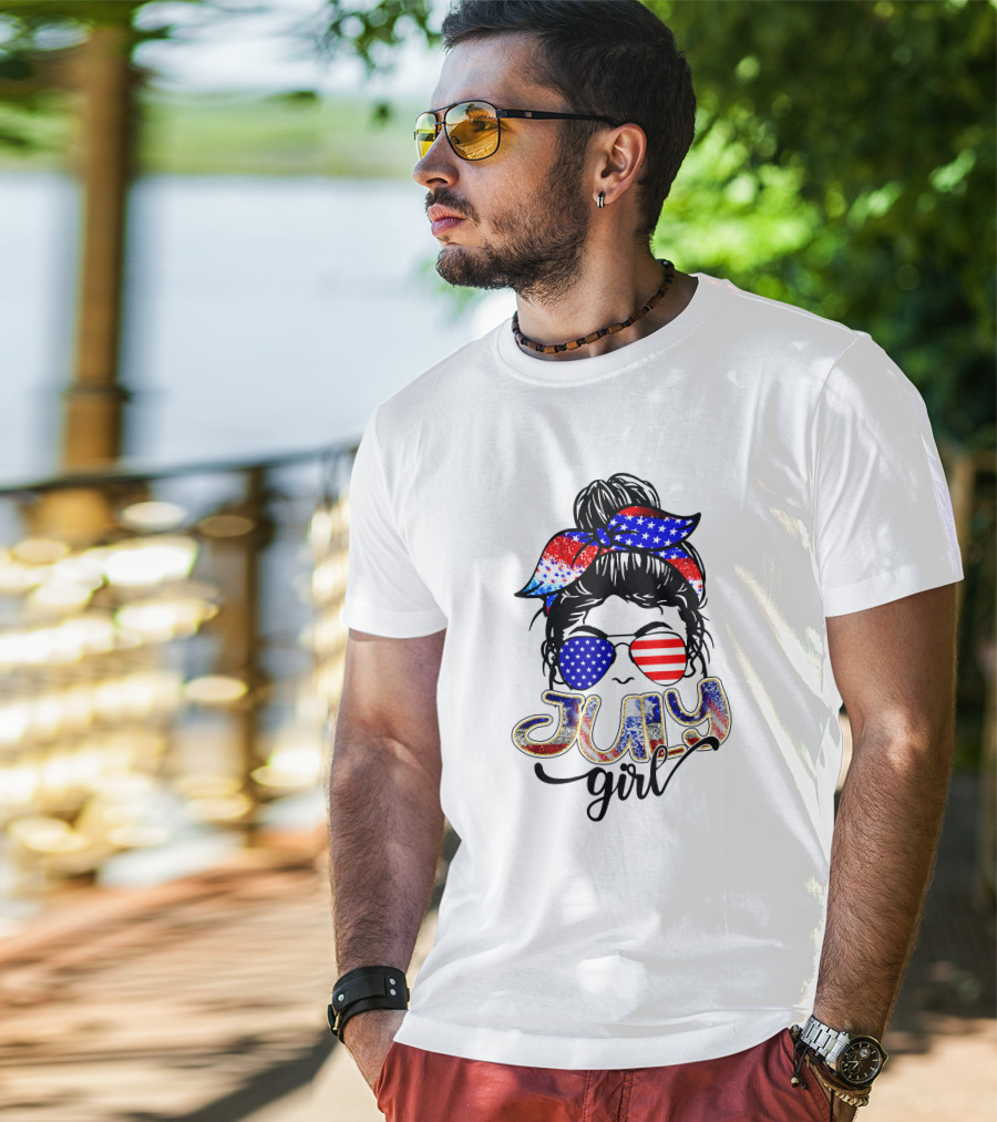 July Girl Patriotic Sunglasses And Bandana T-Shirt