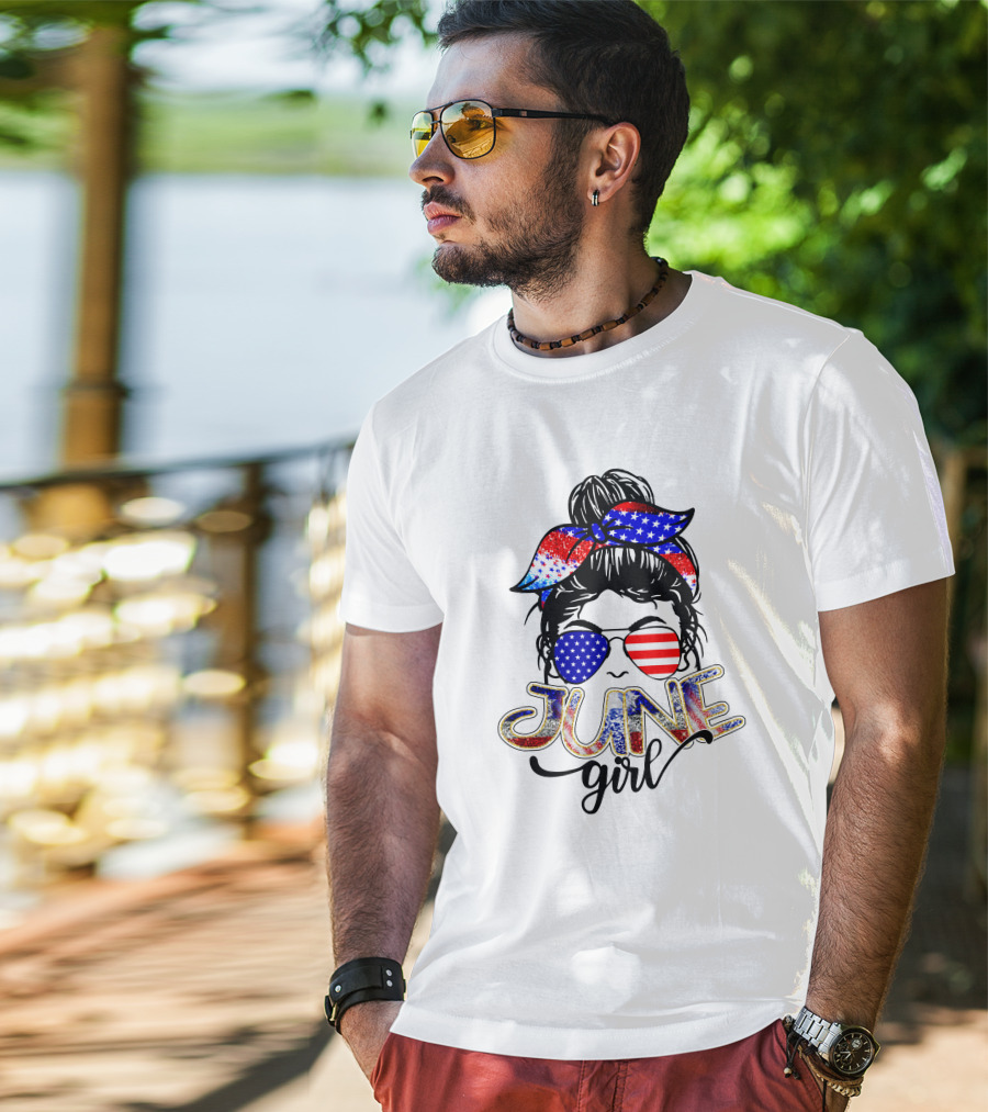 June Girl American Flag Bandana Sunglasses T-Shirt